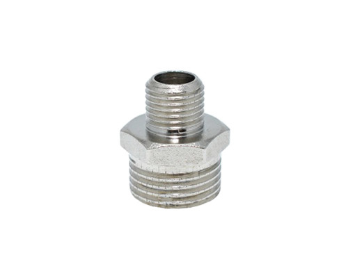 Ніпель редукційний 1/2"-1/4" РЗ/РЗ латунь нікель