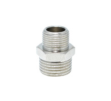 Ниппель редукционный 1/2"-3/8" РЗ/РЗ латунь никель