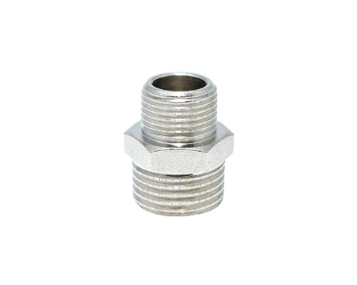 Ниппель редукционный 1/2"-3/8" РЗ/РЗ латунь никель